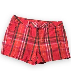 NWT JCPenney Red Black White Plaid Striped Zip Up Shorts 4P